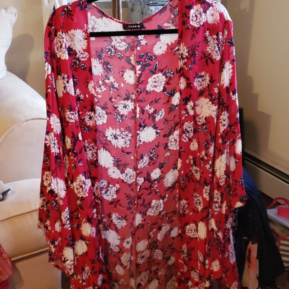 Sz 5/6 shirt-tale blousey cardigan